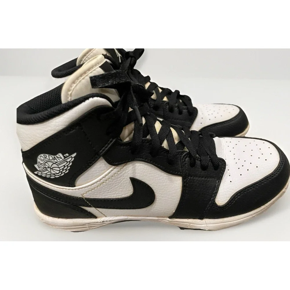 Air Jordan 1 Mid TD Panda Football Cleats Shoes Mens 7 US Black/White